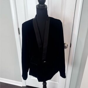 Black velvet tuxedo blazer